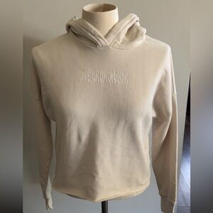 Abercrombie kids beige hoodie with raw hem. Size 13/14